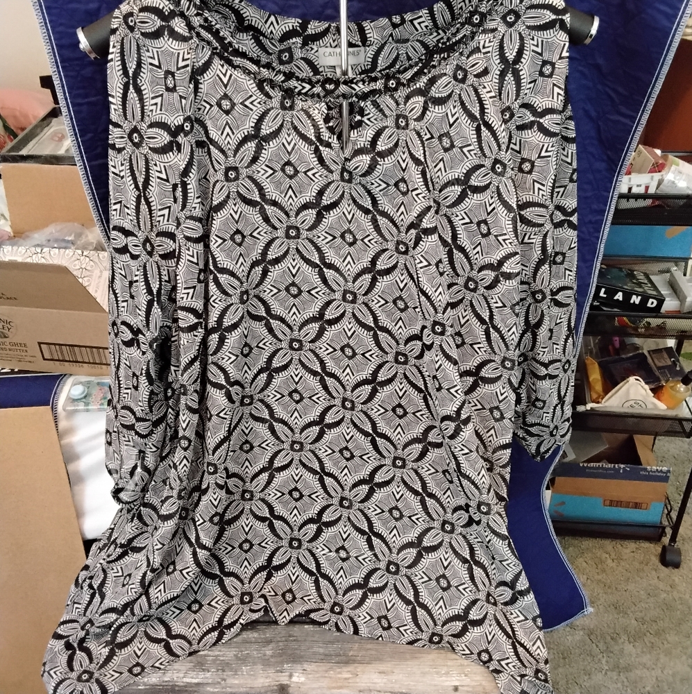 Plus Size Catherine's  Beaded Open Shoulder Blouse